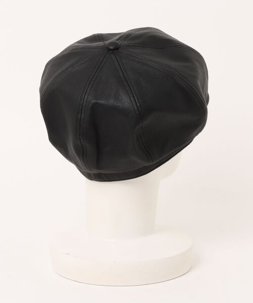 polcadot（ポルカドット）の「フェイクレザーキャスケット/Back to Front ユニセックス サイズ調節可能（キャスケット・レディース・ブラック/ブラウン・FREE）」の4枚目の写真