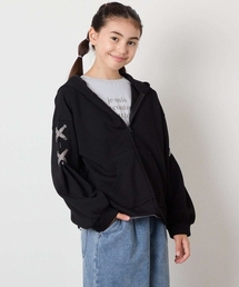 a.v.v（アーヴェヴェ）の「[120-160]レースアップダンボールパーカー（パーカー）」