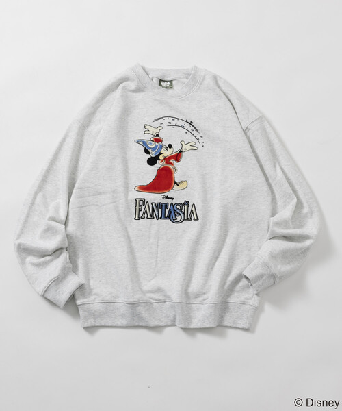 FREAK'S STORE(フリークスストア)の「DISNEY/ディズニー/『ファンタジア』/魔法/ミッキーマウス/フロッキープリント クルーネックスウェット/リラックスフィット(スウェット・メンズ・ライトグレー/ブラック・MEDIUM/LARGE)」の18枚目の写真