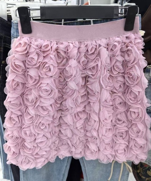 CADBURY（キャドバリー）の「立体ﾌﾗﾜｰﾐﾆｽｶｰﾄ（スカート・レディース・ベージュ/パープル/ホワイト/ピンク/レッド/ボルドー/ブルー/ブラック/ライトピンク・FREE）」の7枚目の写真