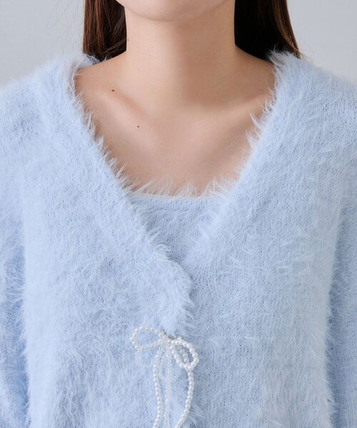 OLIVE des OLIVE（オリーブデオリーブ）の「ビーズリボンロングカーディガン（カーディガン/ボレロ・レディース・オフホワイト/サックスブルー/ピンク/ブラウン・FREE）」の20枚目の写真