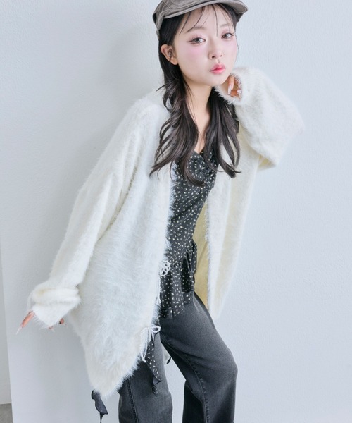 OLIVE des OLIVE（オリーブデオリーブ）の「ビーズリボンロングカーディガン（カーディガン/ボレロ・レディース・オフホワイト/サックスブルー/ピンク/ブラウン・FREE）」の11枚目の写真