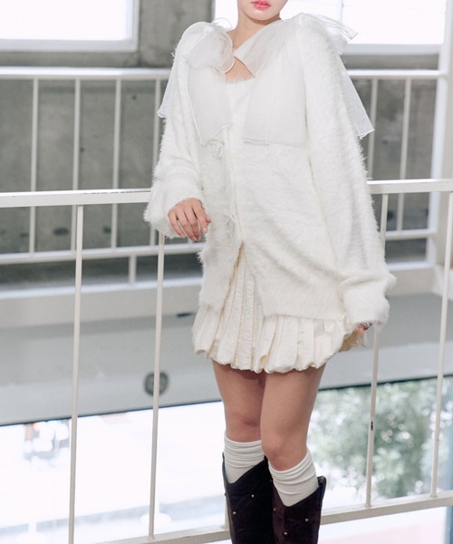 OLIVE des OLIVE（オリーブデオリーブ）の「ビーズリボンロングカーディガン（カーディガン/ボレロ・レディース・オフホワイト/サックスブルー/ピンク/ブラウン・FREE）」の18枚目の写真