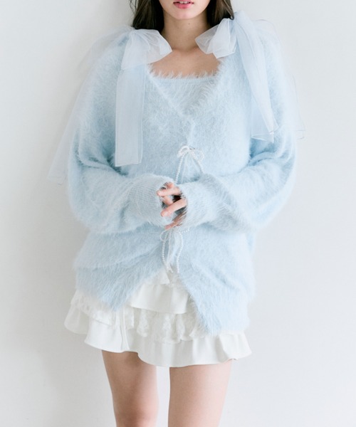 セール】ビーズリボンロングカーディガン（カーディガン/ボレロ