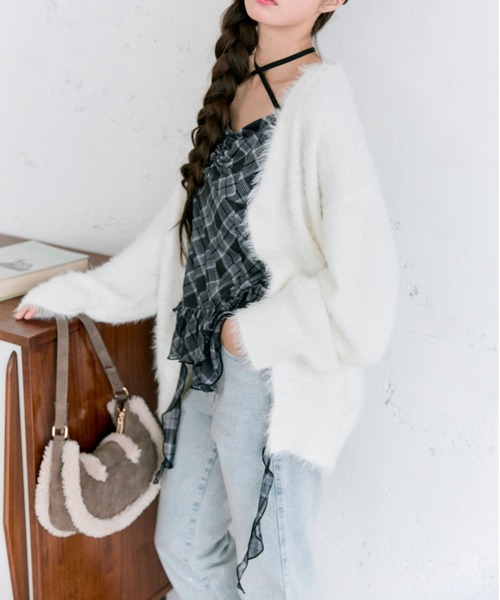 OLIVE des OLIVE（オリーブデオリーブ）の「ビーズリボンロングカーディガン（カーディガン/ボレロ・レディース・オフホワイト/サックスブルー/ピンク/ブラウン・FREE）」の21枚目の写真