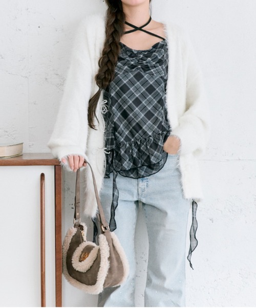 OLIVE des OLIVE（オリーブデオリーブ）の「ビーズリボンロングカーディガン（カーディガン/ボレロ・レディース・オフホワイト/サックスブルー/ピンク/ブラウン・FREE）」の20枚目の写真