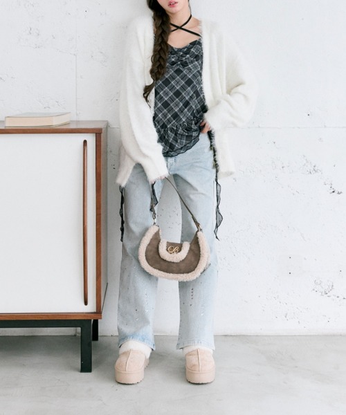 OLIVE des OLIVE（オリーブデオリーブ）の「ビーズリボンロングカーディガン（カーディガン/ボレロ・レディース・オフホワイト/サックスブルー/ピンク/ブラウン・FREE）」の22枚目の写真