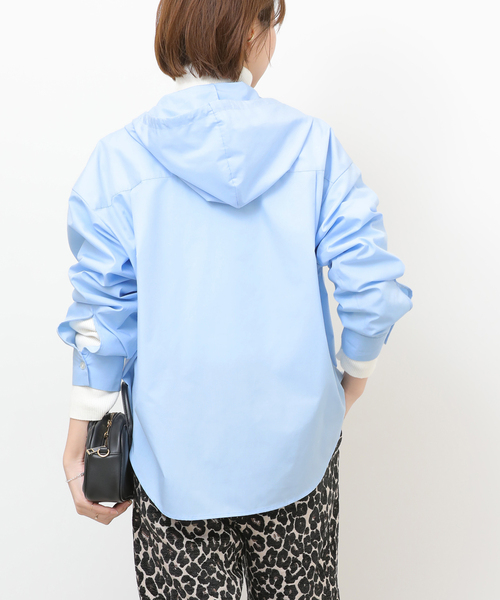 JOURNAL STANDARD relume(ジャーナルスタンダード レリューム)の「フーディーシャツブラウス(シャツ/ブラウス・レディース・スカイブルー/ネイビー・FREE)」の4枚目の写真
