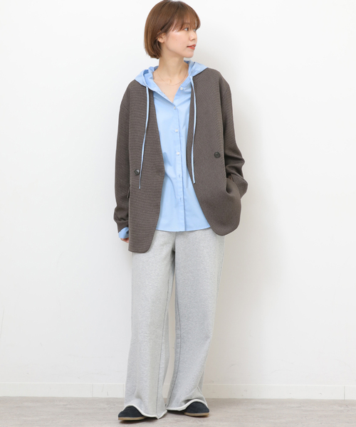 JOURNAL STANDARD relume(ジャーナルスタンダード レリューム)の「フーディーシャツブラウス(シャツ/ブラウス・レディース・スカイブルー/ネイビー・FREE)」の6枚目の写真