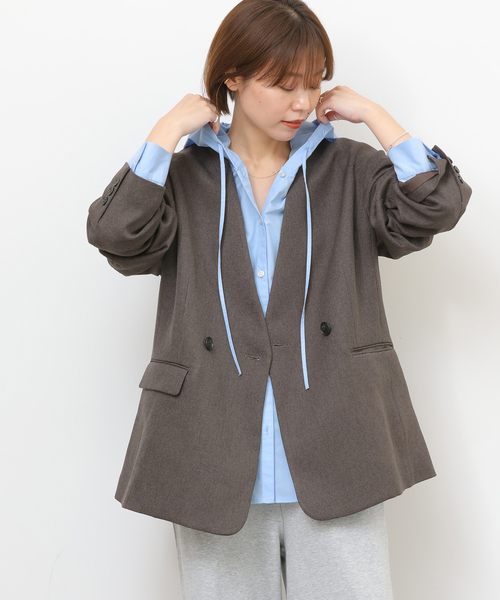 JOURNAL STANDARD relume(ジャーナルスタンダード レリューム)の「フーディーシャツブラウス(シャツ/ブラウス・レディース・スカイブルー/ネイビー・FREE)」の9枚目の写真