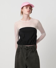 ASTRAET | <ASTRAET>フライスxシアー コンビ クルーネックカットソー(Tシャツ/カットソー)