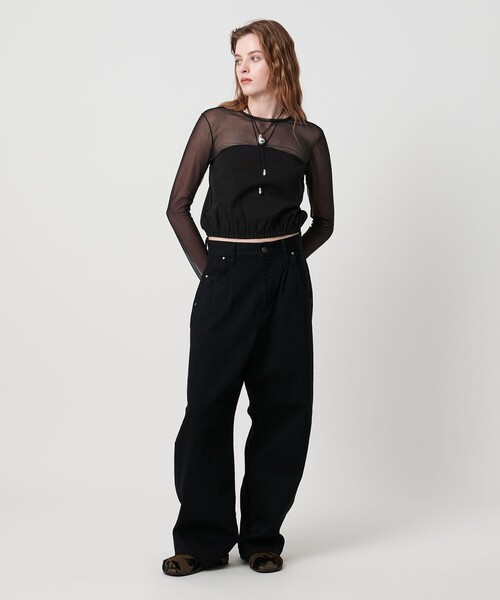 ASTRAET（アストラット）の「＜ASTRAET＞フライスxシアー コンビ クルーネックカットソー（Tシャツ/カットソー・レディース・ブラック/ホワイト・FREE）」の17枚目の写真