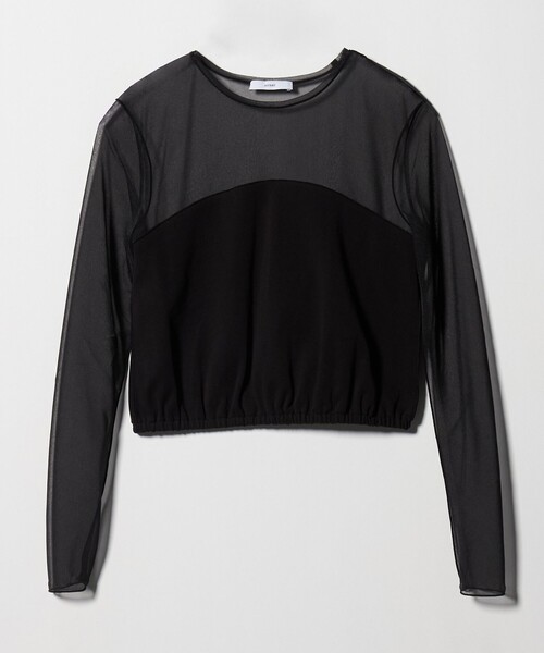 ASTRAET（アストラット）の「＜ASTRAET＞フライスxシアー コンビ クルーネックカットソー（Tシャツ/カットソー・レディース・ブラック/ホワイト・FREE）」の10枚目の写真