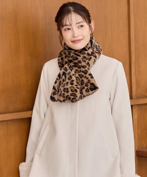 Honeys（ハニーズ）の「【吸湿発熱】エコファーティペット（マフラー・レディース・グレイッシュベージュ/アイボリー/モカ/グレー/レオパード・FREE）」の8枚目の写真