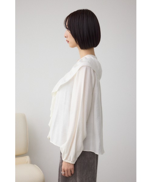 AZUL by moussy(アズールバイマウジー)の「【着丈バリエ】レースアップラッフルブラウス(シャツ/ブラウス・レディース・ブラック/サックスブルー/アイボリー・SMALL/MEDIUM)」の7枚目の写真