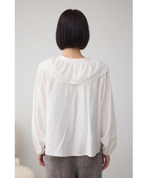 AZUL by moussy(アズールバイマウジー)の「【着丈バリエ】レースアップラッフルブラウス(シャツ/ブラウス・レディース・ブラック/サックスブルー/アイボリー・SMALL/MEDIUM)」の8枚目の写真