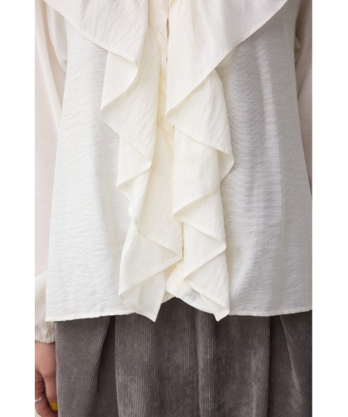 AZUL by moussy(アズールバイマウジー)の「【着丈バリエ】レースアップラッフルブラウス(シャツ/ブラウス・レディース・ブラック/サックスブルー/アイボリー・SMALL/MEDIUM)」の12枚目の写真