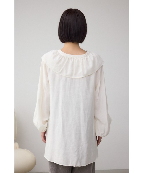 AZUL by moussy(アズールバイマウジー)の「【着丈バリエ】レースアップラッフルブラウス(シャツ/ブラウス・レディース・ブラック/サックスブルー/アイボリー・SMALL/MEDIUM)」の14枚目の写真