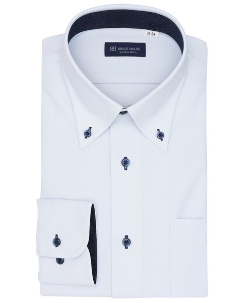 TOKYO SHIRTS(トウキョウシャツ)の「形態安定ノンアイロン ボタンダウン 長袖ストレッチビジネスワイシャツ(ビジネスシャツ・メンズ・サックスブルー・首回り39cm-裄丈80cm/首回り39cm-裄丈84cm/首回り41cm-裄丈82cm/首回り41cm-裄丈86cm/首回り42cm-裄丈86cm/首回り43cm-裄丈82cm/首回り43cm-裄丈86cm/首回り37cm-裄丈80cm/首回り37cm-裄丈84cm/首回り42cm-裄丈82cm)」の1枚目の写真