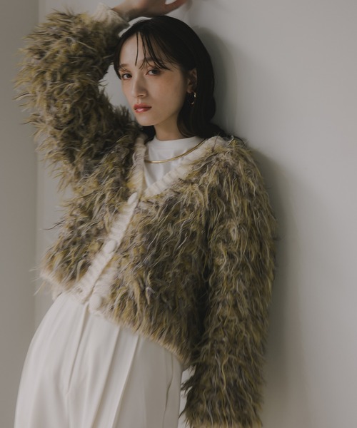 210nouve（トゥージュヌーブ）の「ループヤーン シャギー  カーディガン（カーディガン/ボレロ・レディース・アイボリー/ブラウン/イエロー/ブルー・FREE）」の4枚目の写真