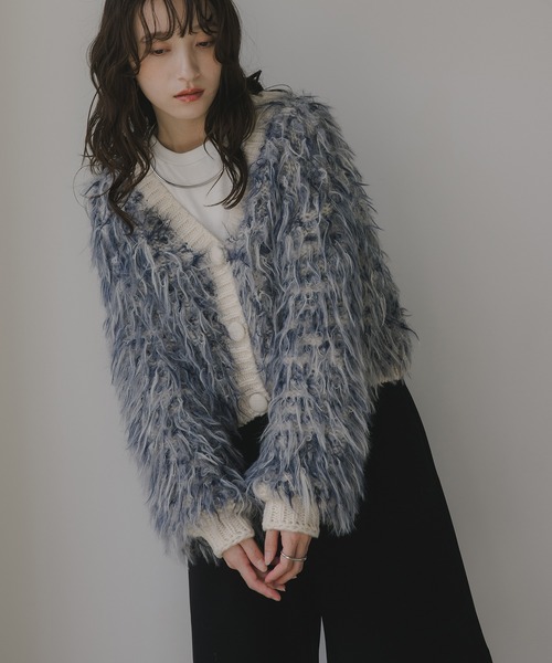 210nouve（トゥージュヌーブ）の「ループヤーン シャギー  カーディガン（カーディガン/ボレロ・レディース・アイボリー/ブラウン/イエロー/ブルー・FREE）」の11枚目の写真