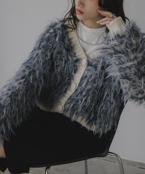 210nouve（トゥージュヌーブ）の「ループヤーン シャギー  カーディガン（カーディガン/ボレロ・レディース・アイボリー/ブラウン/イエロー/ブルー・FREE）」の12枚目の写真