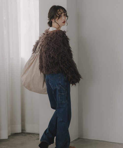 210nouve（トゥージュヌーブ）の「ループヤーン シャギー  カーディガン（カーディガン/ボレロ・レディース・アイボリー/ブラウン/イエロー/ブルー・FREE）」の19枚目の写真