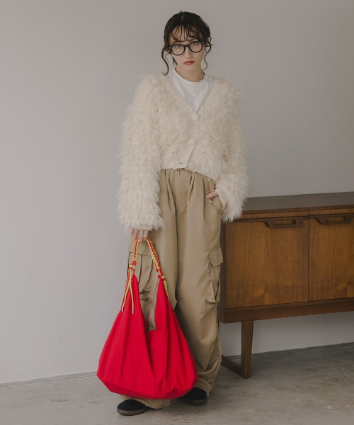 210nouve（トゥージュヌーブ）の「ループヤーン シャギー  カーディガン（カーディガン/ボレロ・レディース・アイボリー/ブラウン/イエロー/ブルー・FREE）」の14枚目の写真