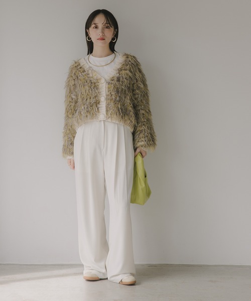 210nouve（トゥージュヌーブ）の「ループヤーン シャギー  カーディガン（カーディガン/ボレロ・レディース・アイボリー/ブラウン/イエロー/ブルー・FREE）」の20枚目の写真