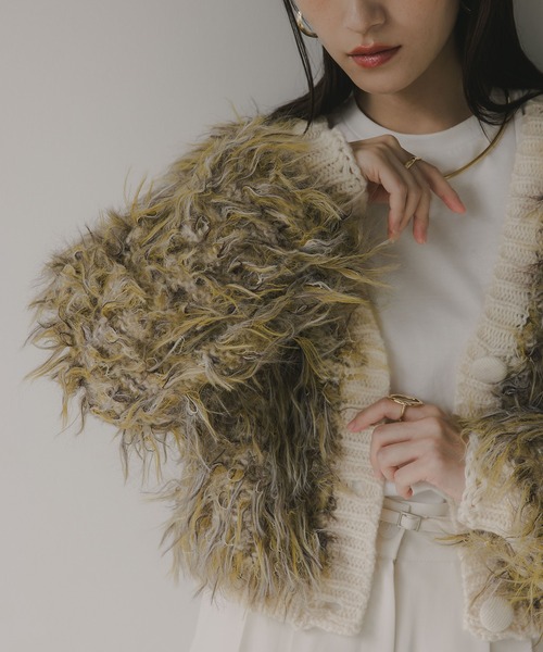 210nouve（トゥージュヌーブ）の「ループヤーン シャギー  カーディガン（カーディガン/ボレロ・レディース・アイボリー/ブラウン/イエロー/ブルー・FREE）」の10枚目の写真