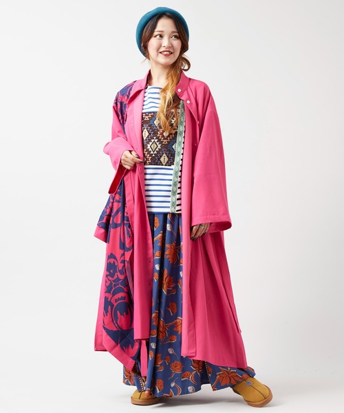 チャイハネ(チャイハネ)の「【チャイハネ】セマムレイヤードワンピース(シャツワンピース・レディース・ブラック/ピンク/ターコイズブルー・FREE)」の6枚目の写真