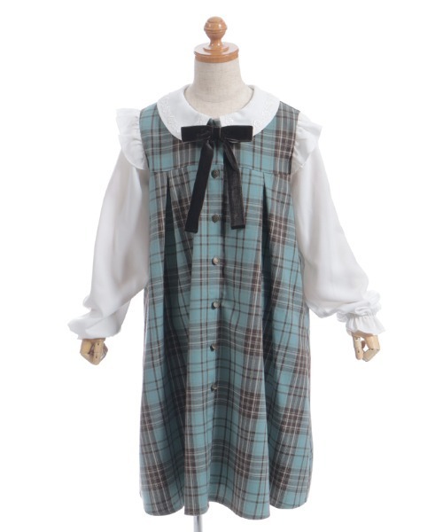 axes femme(アクシーズファム)の「タータンチェックワンピース(ワンピース・キッズ・ミント/ワイン・MEDIUM/LARGE/X-LARGE)」の2枚目の写真