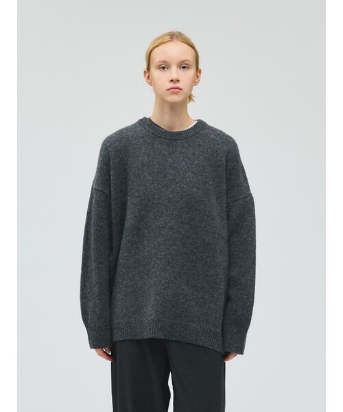 mizuiroind（ミズイロインド）の「mizuiro ind MG/クルーネックワイドプルオーバー（ニット/セーター・レディース・チャコールグレー/ブルー/ブラック/キナリ・FREE）」の3枚目の写真