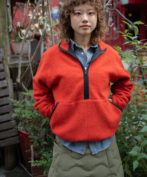 Snow Peak（スノーピーク）の「Snow Peak / Recycled Wool Boa Pullover  リサイクルウールボアプルオーバー（パーカー・メンズ・オレンジ/ダークブラウン・M/L/XL/1/S）」の14枚目の写真