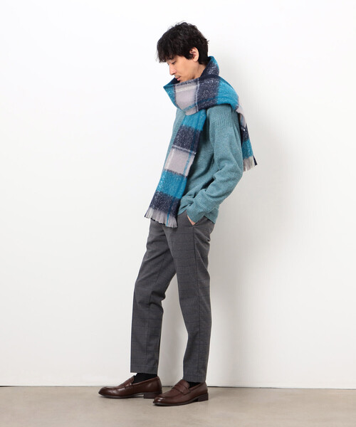 COMME CA ISM（コムサイズム）の「ブークレ チェック柄 マフラー（マフラー・メンズ・ネイビー系/ブラウン系その他・FREE）」の6枚目の写真