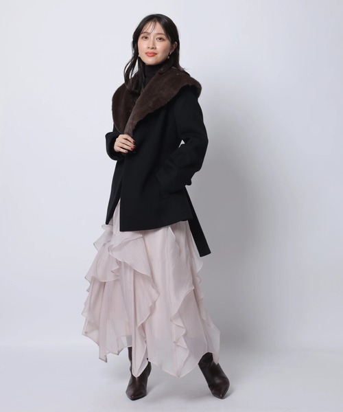 Apuweiser-riche（アプワイザーリッシェ）の「エアリーアシメフリルスカート（スカート・レディース・スモークピンク/ブラック・0/1/2）」の2枚目の写真