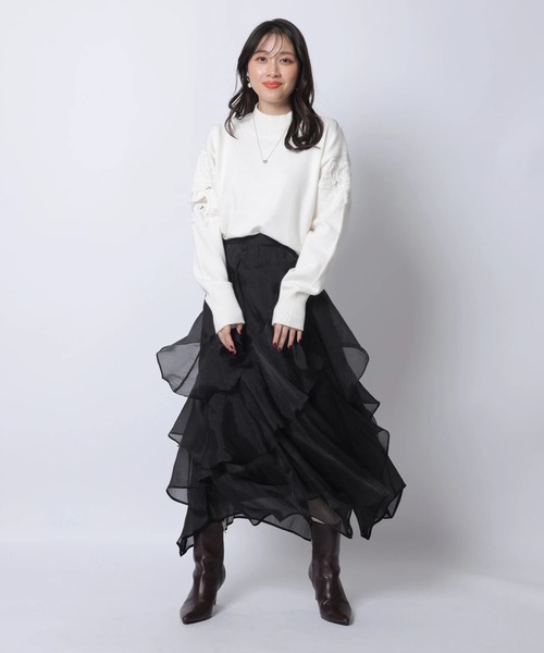 Apuweiser-riche（アプワイザーリッシェ）の「エアリーアシメフリルスカート（スカート・レディース・スモークピンク/ブラック・0/1/2）」の11枚目の写真