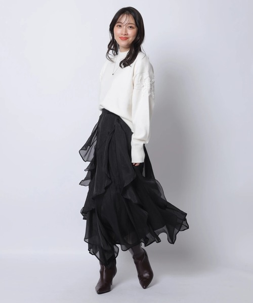 Apuweiser-riche（アプワイザーリッシェ）の「エアリーアシメフリルスカート（スカート・レディース・スモークピンク/ブラック・0/1/2）」の14枚目の写真