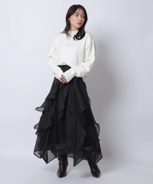 Apuweiser-riche（アプワイザーリッシェ）の「エアリーアシメフリルスカート（スカート・レディース・スモークピンク/ブラック・0/1/2）」の16枚目の写真