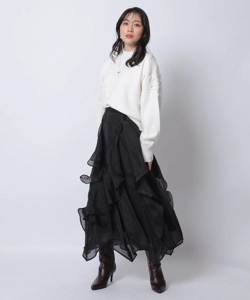 Apuweiser-riche（アプワイザーリッシェ）の「エアリーアシメフリルスカート（スカート・レディース・スモークピンク/ブラック・0/1/2）」の17枚目の写真