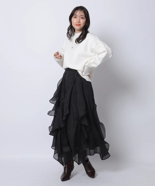 Apuweiser-riche（アプワイザーリッシェ）の「エアリーアシメフリルスカート（スカート・レディース・スモークピンク/ブラック・0/1/2）」の19枚目の写真