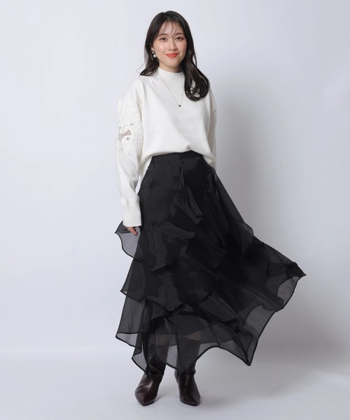 Apuweiser-riche（アプワイザーリッシェ）の「エアリーアシメフリルスカート（スカート・レディース・スモークピンク/ブラック・0/1/2）」の22枚目の写真