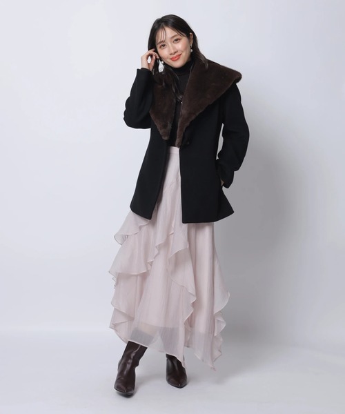 Apuweiser-riche（アプワイザーリッシェ）の「エアリーアシメフリルスカート（スカート・レディース・スモークピンク/ブラック・0/1/2）」の20枚目の写真