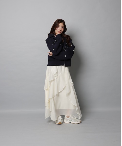 Apuweiser-riche（アプワイザーリッシェ）の「エアリーアシメフリルスカート（スカート・レディース・スモークピンク/ブラック・0/1/2）」の8枚目の写真