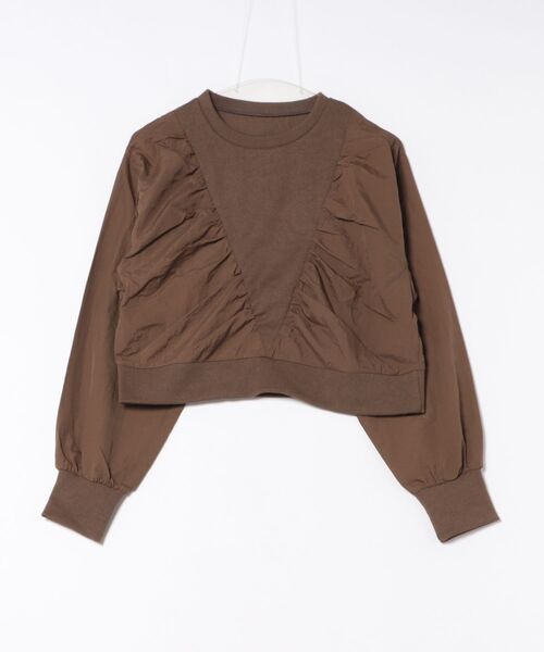 STYLEBLOCK（スタイルブロック）の「Nタフタ×リブクロップドプルオーバー（Tシャツ/カットソー・レディース・グレイッシュベージュ/ブラック/モカ・M）」の5枚目の写真