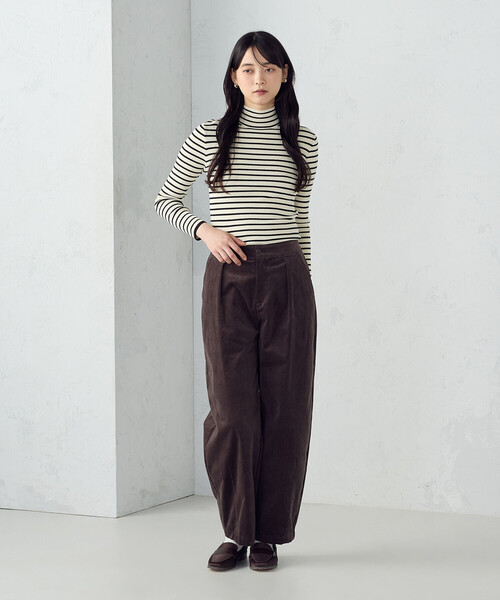COMME CA ISM（コムサイズム）の「【ウォッシャブル】ベーシック ボーダー ハイネックニット（ニット/セーター・レディース・ブラック系/ホワイト系・LARGE/MEDIUM）」の9枚目の写真