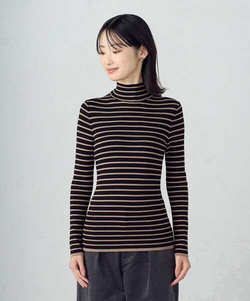 COMME CA ISM（コムサイズム）の「【ウォッシャブル】ベーシック ボーダー ハイネックニット（ニット/セーター・レディース・ブラック系/ホワイト系・LARGE/MEDIUM）」の16枚目の写真