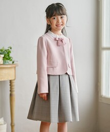 組曲（クミキョク）の「【110-140㎝】 チェックワンピース＆ドビージャケットセット（スーツジャケット）」