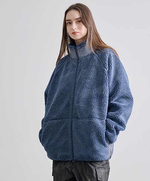 Revo.（レボ）の「Revo. ヴィンテージ加工 ボアフリース ジップジャケット（ブルゾン・メンズ・ブラック/カーキ/ネイビー・1/2）」の3枚目の写真