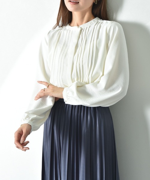 INTERPLANET（インタープラネット）の「【UV・接触冷感】ポーラピンタックブラウス（シャツ/ブラウス・レディース・ベージュ/オフホワイト/ブラック・FREE）」の9枚目の写真